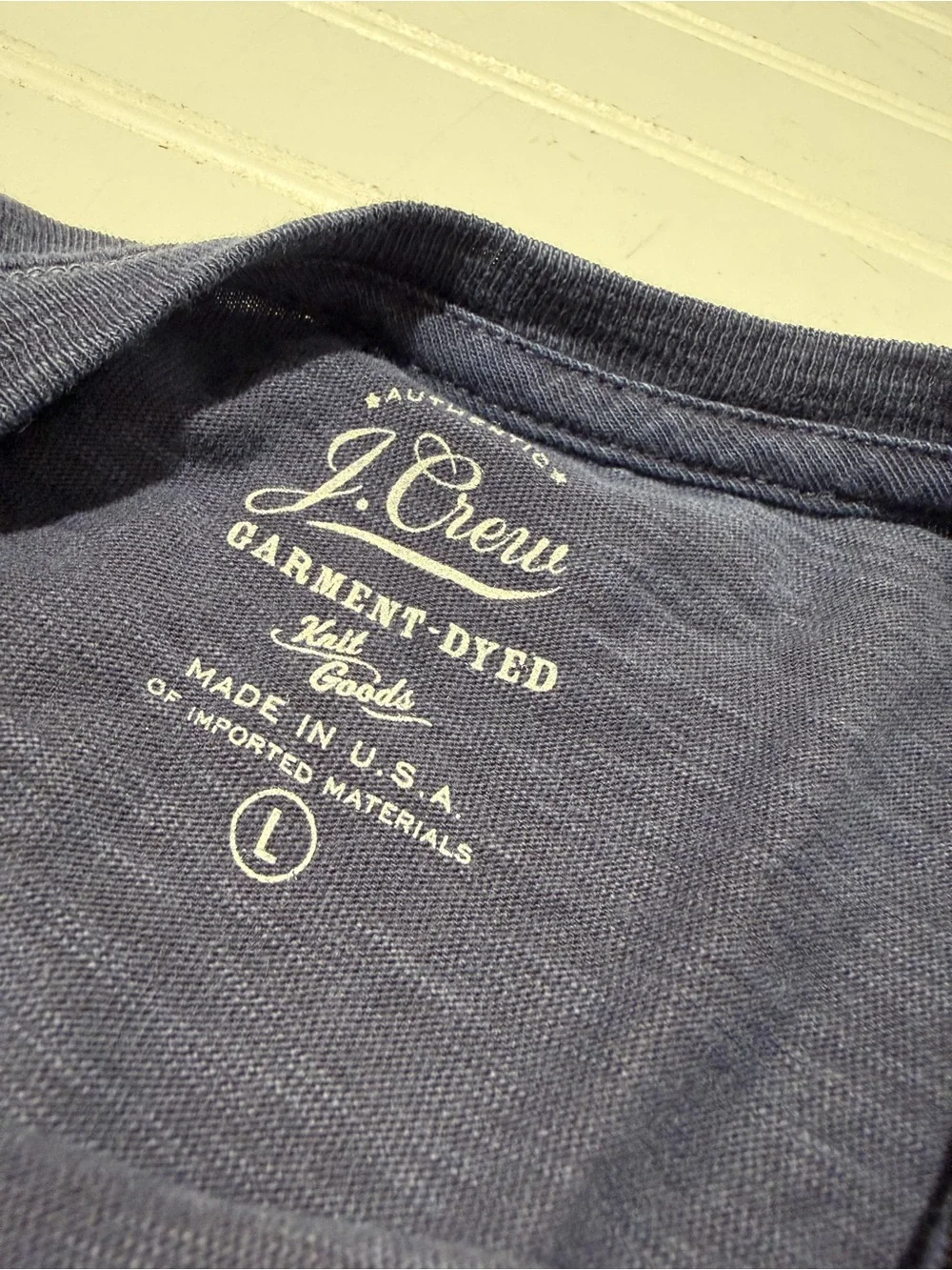 NWT J.Crew Made in USA Garment-Dyed Slub Pocket T-Shirt Blue Size L